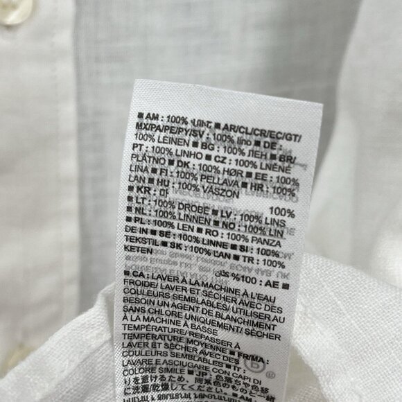 BR Banana Republic Men's Collared‎ Linen Shirt White Large Summer - Picture 8 of 8